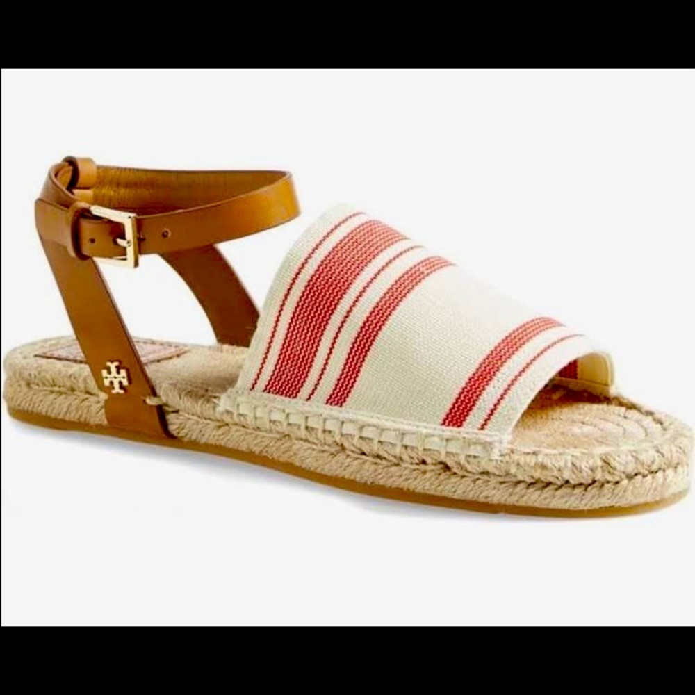 SOLD Tory Burch Espadrille Sandal Awning Ivory/Red